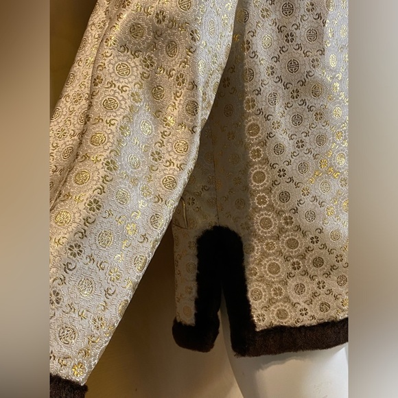 Kimono Satin & Faux Mink Fur Reversible Vintage Asian jacket - Picture 7 of 16
